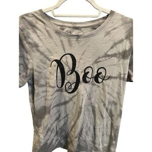 Celebrate Halloween Gray Tie Dye Boo‎ Graphic T Shirt Girls Size S/CH